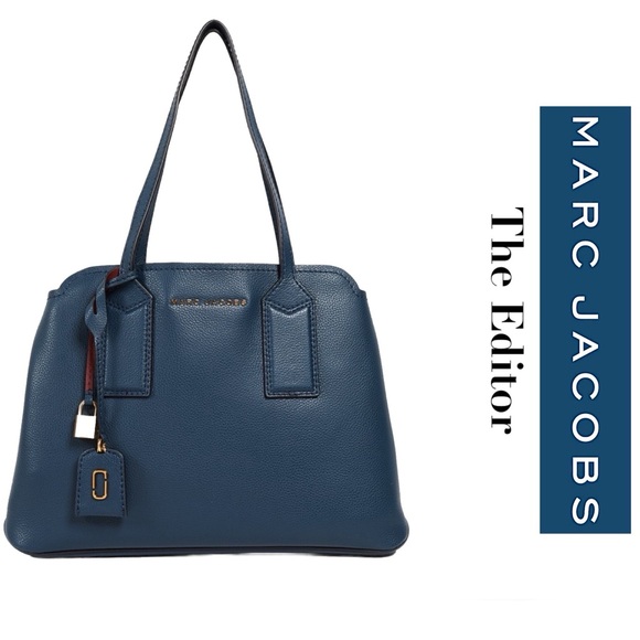 SOLD!!Mark Jacobs The Editor Logo Leather Tote Bag in Blue Sea - Picture 10 of 10